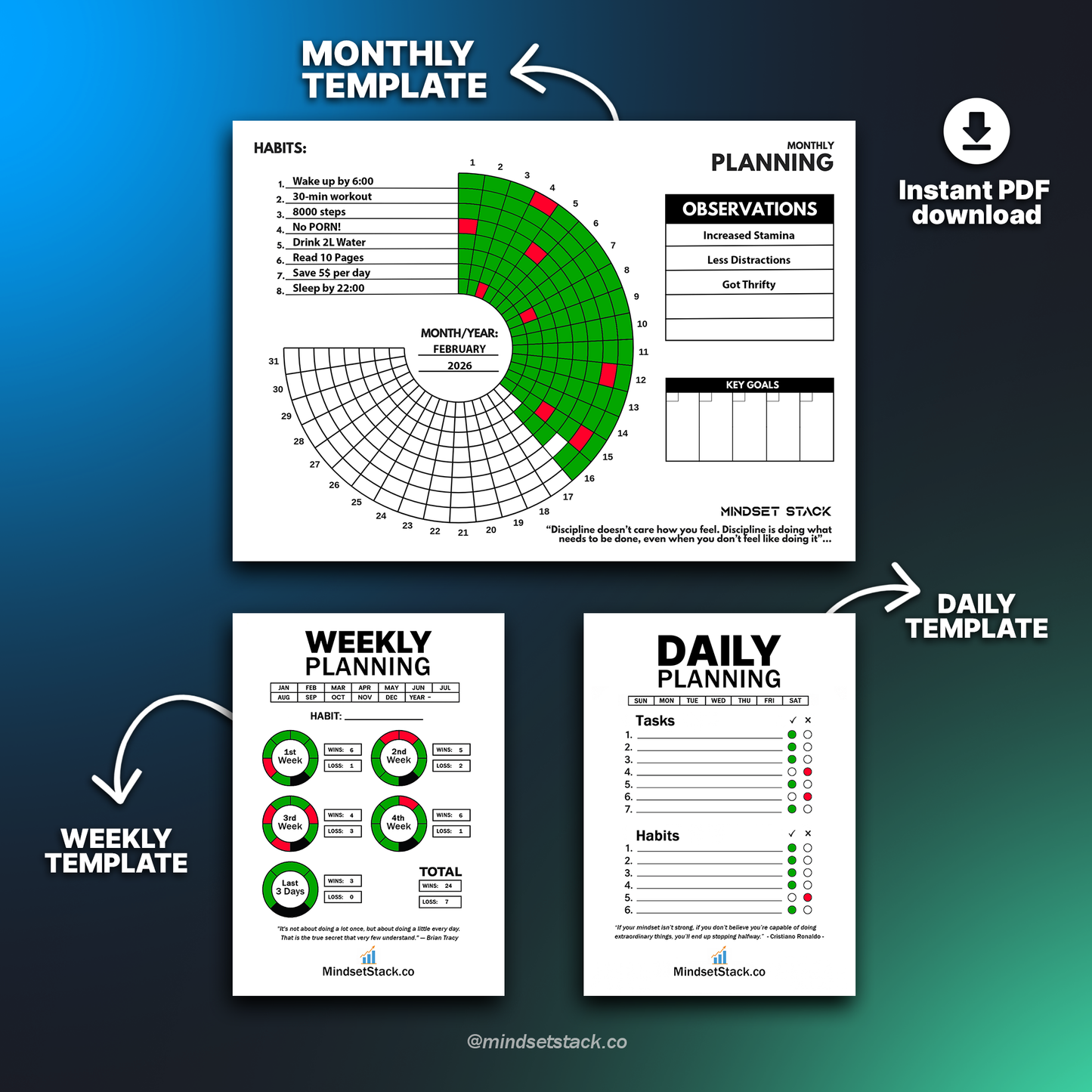 Mindset Stack 31-day Circle Habit Tracker (Printable)